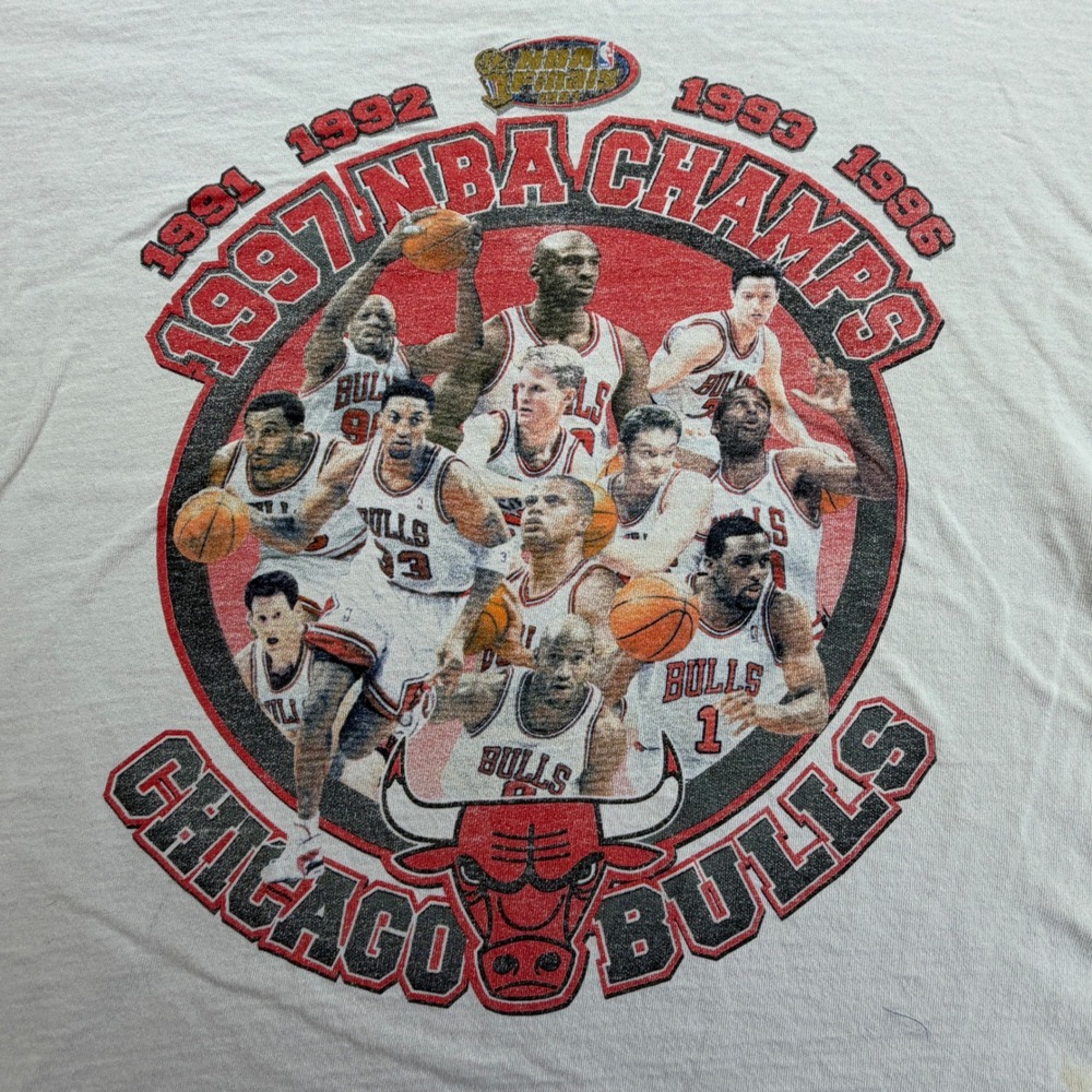 Vintage Starter Chicago Bulls 1997‎ NBA Champions T-Shirt Mens XL Michael Jordan